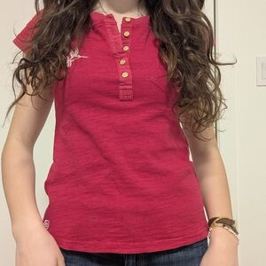 Kappa Beach Red Button-Up Shirt